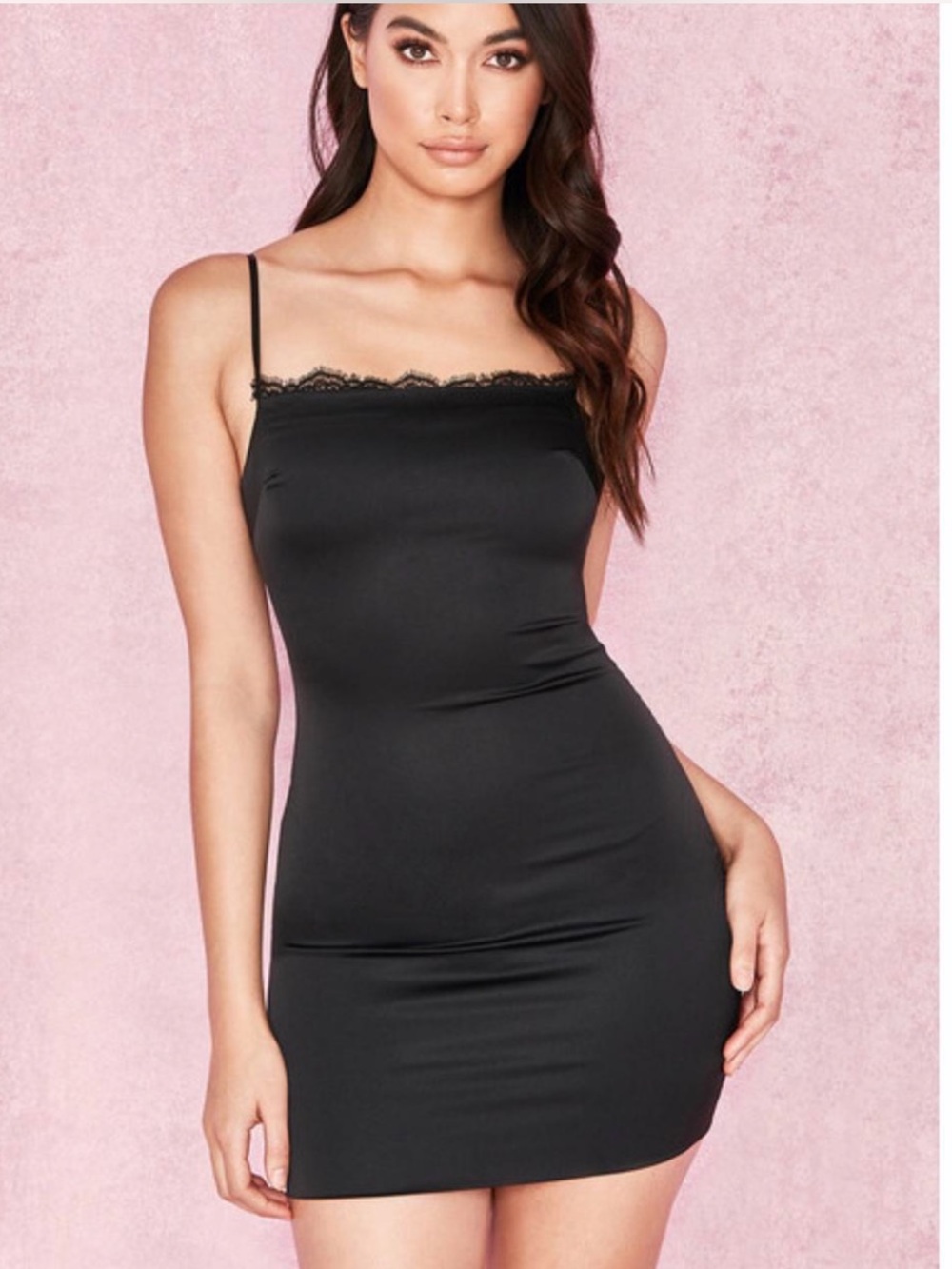 House of CB Tosci Lace Trim Dress Black Size Medium
